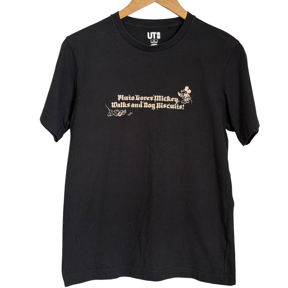 Uniqlo UT Disney Nuts Art Works Graphic Tee Mens S Black Mickey Pluto Streetwear